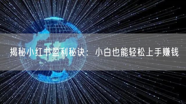 揭秘小红书盈利秘诀：小白也能轻松上手赚钱