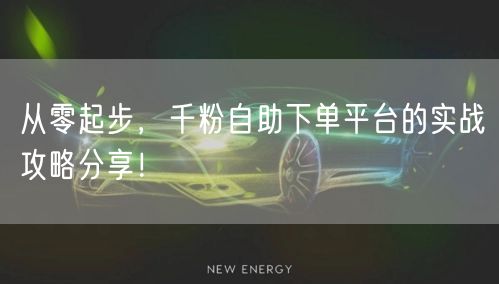 从零起步，千粉自助下单平台的实战攻略分享！